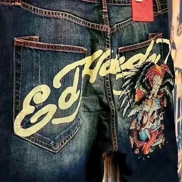 Ed Hardy 42x34 RARE 2009 Tattoo Skull and Eagle Beaded Vintage Classic Kool - Picture 9 of 14